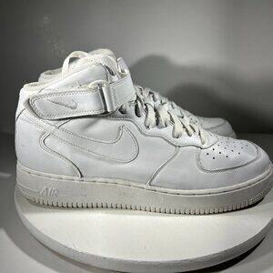 Vintage 2005 Nike Air Force 1 Mens Size 11.5 Basketball Shoes Mid White Sneakers